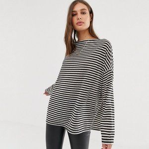 ALL SAINTS - Black Ivory Striped Burnout Rita Shirt EUC